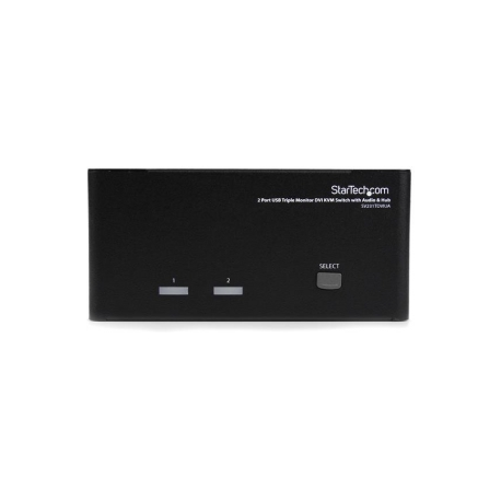 StarTech.com 2 Port Triple Monitor DVI USB KVM Switch with Audio & USB 2.0 Hub - Multi Monitor KVM - Dual Port KVM Switch (SV231TDVIUA) - KVM  /  audio  /  USB switch - 2 x KVM  /  audio  /  USB - 1 local user - desktop - for P / N: SVA12M2NEUA, SVA12M5NA - 1