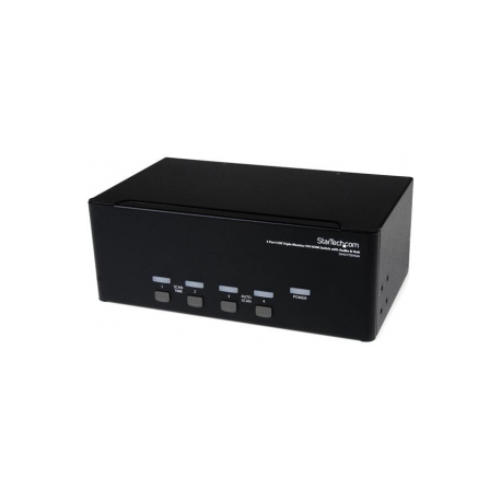 StarTech.com 4 Port Triple Monitor DVI USB KVM Switch with Audio & USB 2.0 Hub - Multi Monitor KVM - USB DVI KVM Switch (SV431TDVIUA) - KVM / audio / USB switch - 4 x KVM / audio / USB - 1 local user - desktop - for P / N: SV431RACK, SVA12M2NEUA, SVA12M5NA - 4
