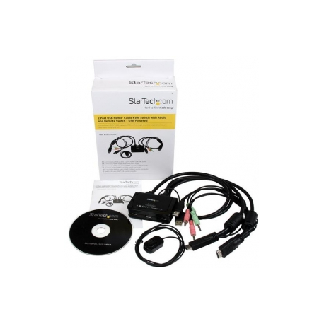 StarTech.com 2 Port USB HDMI Cable KVM Switch with Audio and Remote Switch - USB Powered KVM with HDMI - Dual Port HDMI KVM Switch (SV211HDUA) - KVM  /  audio switch - 2 x KVM  /  audio - 1 local user - desktop - 5