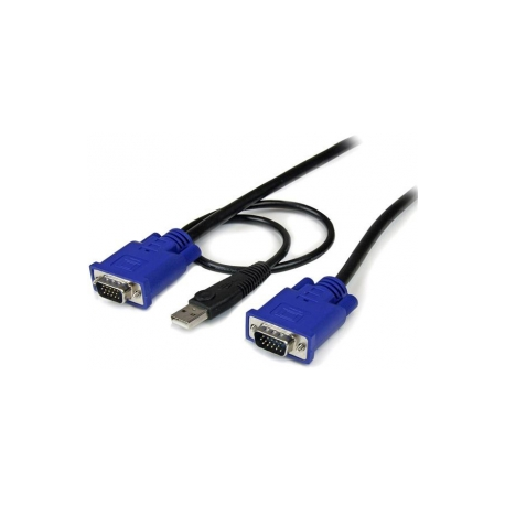 StarTech.com 15 ft 2-in-1 Ultra Thin USB KVM Cable - Video  /  USB cable - USB, HD-15 (VGA) (M) to HD-15 (VGA) (M) - 4.57 m - black - for P / N: CAB831HDU, RACKCONS1908, SV1631DUSBUK, SV565DUTPU, SV565UTPUL, SV831DUSBUK - 3