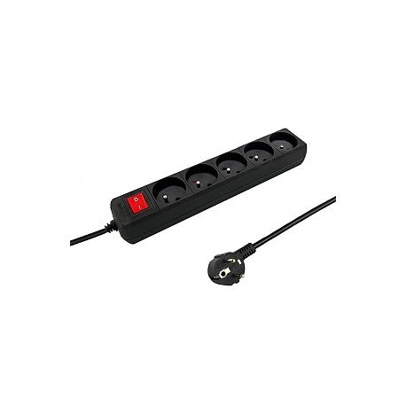 Qoltec - Surge protector - AC 230 V - 2500 Watt - output connectors: 5 - 2.5 m cord - Europe - black - 0