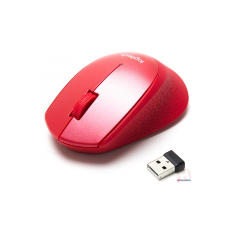Logitech M330 SILENT PLUS - Mouse - 3 buttons - wireless - 2.4 GHz - USB wireless receiver - red - 4