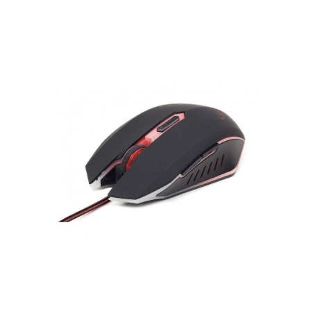 Gembird MUSG-001 - Mouse - right and left-handed - optical - 6 buttons - wired - USB - red - 3