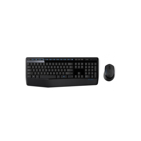 Logitech Wireless Combo MK345 - Keyboard and mouse set - wireless - 2.4 GHz - US International - black, blue - 1