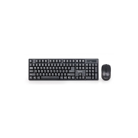 Gembird KBS-W-01 - Keyboard and mouse set - wireless - 2.4 GHz - US - black - 1