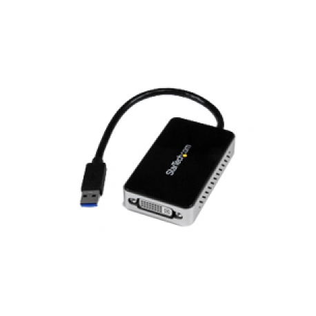 StarTech.com USB 3.0 to DVI Adapter with 1 Port USB Hub - 1920x1200 - External Video & Graphics Card - Dual Monitor Display Adapter - Supports Windows (USB32DVIEH) - External video adapter - T5-302 - 16 MB DDR2 - USB 3.0 - DVI - black - for P / N: DVIDDMM10, DVIDDMM6, DVIDSMM10, DVIMM6, DVISPL1DD, HDDVIMM3, HDMIDVIMM10, HDMIDVIMM6 - 0
