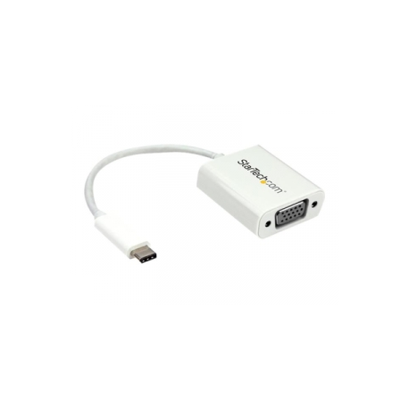 StarTech.com USB-C to VGA Adapter - White - 1080p - Video Converter For Your MacBook Pro  /  Projector  /  VGA Display (CDP2VGAW) - USB  /  VGA adapter - USB-C (M) to HD-15 (VGA) (F) - USB 3.1 Gen 1  /  Thunderbolt 3 - 17.5 m - USB power, 1920 x 1200 (WUXGA) support - white - for P / N: TB3DK2DPPD, TB3DK2DPPDUE, TB3DK2DPW, TB3DK2DPWUE, TB3DKDPMAW, TB3DKDPMAWUE - 0