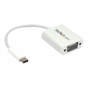 StarTech.com USB-C to VGA Adapter - White - 1080p - Video Converter For Your MacBook Pro  /  Projector  /  VGA Display (CDP2VGAW) - USB  /  VGA adapter - USB-C (M) to HD-15 (VGA) (F) - USB 3.1 Gen 1  /  Thunderbolt 3 - 17.5 m - USB power, 1920 x 1200 (WUXGA) support - white - for P / N: TB3DK2DPPD, TB3DK2DPPDUE, TB3DK2DPW, TB3DK2DPWUE, TB3DKDPMAW, TB3DKDPMAWUE