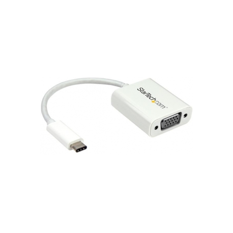 StarTech.com USB-C to VGA Adapter - White - 1080p - Video Converter For Your MacBook Pro  /  Projector  /  VGA Display (CDP2VGAW) - USB  /  VGA adapter - USB-C (M) to HD-15 (VGA) (F) - USB 3.1 Gen 1  /  Thunderbolt 3 - 17.5 m - USB power, 1920 x 1200 (WUXGA) support - white - for P / N: TB3DK2DPPD, TB3DK2DPPDUE, TB3DK2DPW, TB3DK2DPWUE, TB3DKDPMAW, TB3DKDPMAWUE - 6