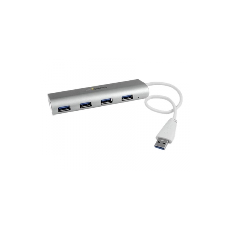 StarTech.com 4 Port Portable USB 3.0 Hub with Built-in Cable - Aluminum and Compact USB Hub (ST43004UA) - Hub - 4 x SuperSpeed USB 3.0 - 0
