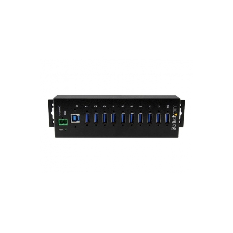 StarTech.com 10 Port Industrial USB 3.0 Hub - ESD and Surge Protection - Hub - 10 x SuperSpeed USB 3.0 - DIN rail mountable - DC power - for P / N: ITB20D3250, USB312SAT3CB, USB315CB2M, USBLT1MWS, USBLT2MBR, USBLTM1MBK, USBLTM1MWH - 1