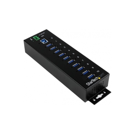 StarTech.com 10 Port Industrial USB 3.0 Hub - ESD and Surge Protection - Hub - 10 x SuperSpeed USB 3.0 - DIN rail mountable - DC power - for P / N: ITB20D3250, USB312SAT3CB, USB315CB2M, USBLT1MWS, USBLT2MBR, USBLTM1MBK, USBLTM1MWH - 2