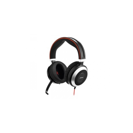 Jabra Evolve 80 MS stereo - Headset - full size - wired - active noise cancelling - 3.5 mm jack - Certified for Skype for Business - 0