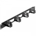 Intellinet 19" Cable Management Panel, 1U, 4 short plastic rings, Black - Rack cable management panel - black, RAL 9005 - 1U - 19"