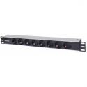 Intellinet 19" 1.5U Rackmount 8-Way Power Strip - German Type", With LED Indicator Only, No Surge Protection, 1.6m Power Cord - Power strip (rack-mountable) - AC 250 V - input: CEE 7 / 4 - output connectors: 8 (CEE 7 / 3) - 1.5U - 19" - 1.6 m cord - Germany - black