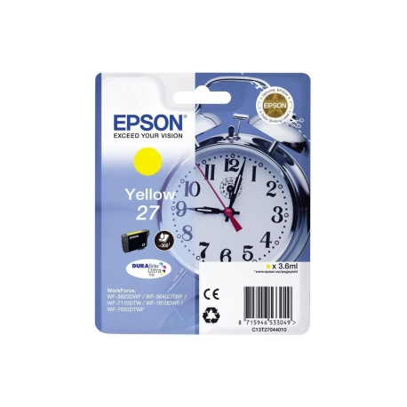 Epson 27 - 3.6 ml - yellow - original - ink cartridge - for WorkForce WF-3620, WF-3640, WF-7110, WF-7210, WF-7610, WF-7620, WF-7710, WF-7715, WF-7720 - 0