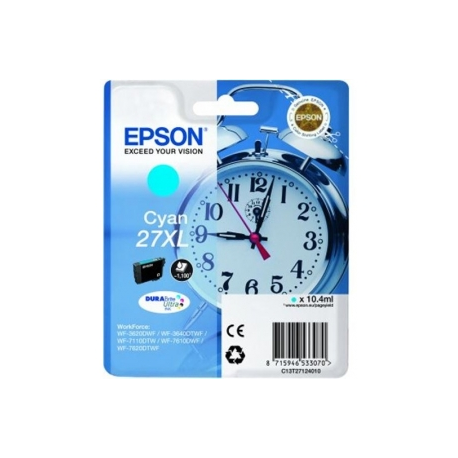 Epson 27XL - 17.7 ml - XL - cyan - original - ink cartridge - for WorkForce WF-3620, WF-3640, WF-7110, WF-7210, WF-7610, WF-7620, WF-7710, WF-7715, WF-7720 - 0