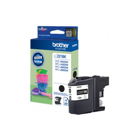 Brother LC221BK - Black - original - ink cartridge - for Brother DCP-J562DW, MFC-J480DW, MFC-J680DW, MFC-J880DW - 1