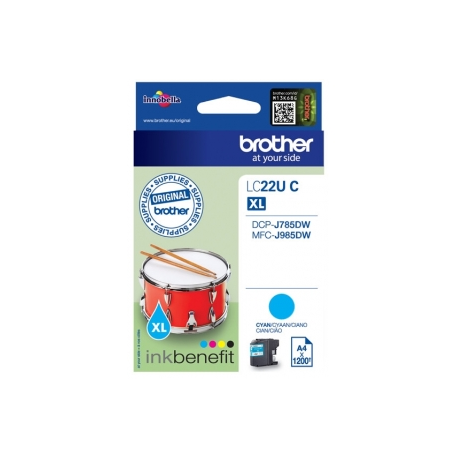 Brother LCLC22UC - XL - cyan - original - ink cartridge - for Brother DCP-J785DW, MFC-J985DW; INKvestment Work Smart MFC-J985DW, MFC-J985DW XL - 4