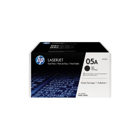 HP 05A - 2-pack - black - original - LaserJet - toner cartridge (CE505D) - for LaserJet P2033, P2035, P2036, P2037, P2054, P2055, P2056, P2057 - 0