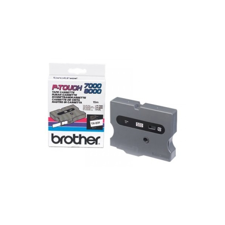Brother - Black, white - Roll (1.2 cm x 15.2 m) 1 cassette(s) laminated tape - for P-Touch PT-7000, PT-8000, PT-PC - 1