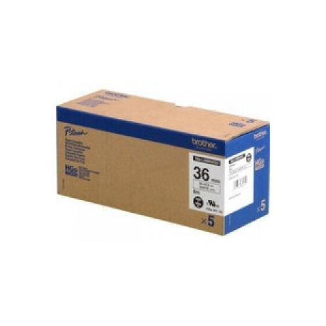 Brother HGE-261V5 - Black on white - Roll (3.6 cm x 8 m) 5 cassette(s) laminated tape - for P-Touch PT-9500pc, PT-9700PC, PT-9800PCN; P-Touch R RL-700S - 0