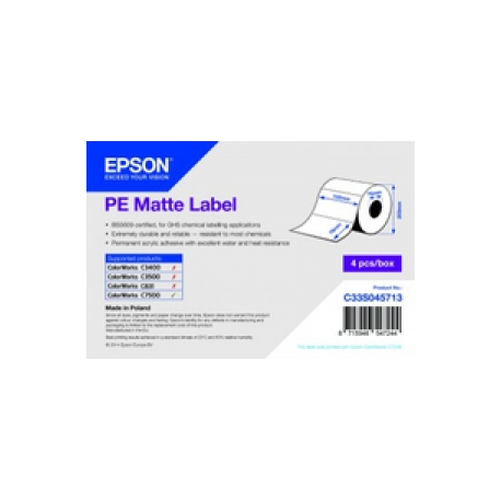 Epson PE - Matte - permanent acrylic adhesive - 102 x 76 mm 6280 label(s) (4 roll(s) x 1570) die cut labels - for ColorWorks C7500, C7500G, CW-C6000Ae, CW-C6000Pe, TM-C7500 - 0