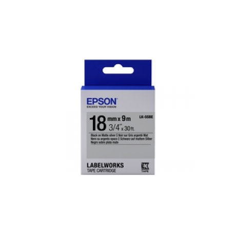 Epson LabelWorks LK-5SBE - Black on matte silver - Roll (1.8 cm x 9 m) 1 cassette(s) label tape - for LabelWorks LW-1000, 400, 600, 700, 900, K400, Z5000, Z5010, Z700, Z710, Z900 - 1