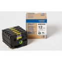 Brother HGE-631V5 - Black on yellow - Roll (1.2 cm x 8 m) 5 cassette(s) laminated tape - for P-Touch PT-9500pc, PT-9700PC, PT-9800PCN
