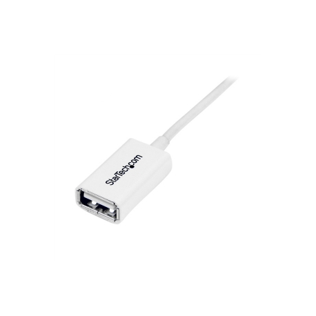 StarTech.com 2m White USB 2.0 Extension Cable Cord - A to A - USB Male to Female Cable - 1x USB A (M), 1x USB A (F) - White, 2 meter (USBEXTPAA2MW) - USB extension cable - USB (F) to USB (M) - USB 2.0 - 2 m - molded - white - for P / N: MSDREADU2OTG, USBEXTPAA1MW, USBEXTPAA3MW, USBPAUB1MW, USBPAUB2MW, USBPAUB50CMW - 2