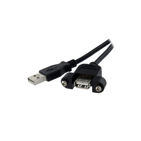StarTech.com 3 ft Panel Mount USB Cable A to A F / M - Panel Mount USB Extension USB A-Female to A-Male Adapter Cable 3ft - USB-A (F) Port (USBPNLAFAM3) - USB extension cable - USB (F) to USB (M) - USB 2.0 - 91.4 cm - black - for P / N: UUSBOTG - 4