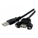 StarTech.com 1 ft Panel Mount USB Cable A to A - F / M - USB extension cable - USB (M) to USB (F) - USB 2.0 - 1 ft - molded, thumbscrews - black - USBPNLAFAM1 - USB extension cable - USB (M) to USB (F) - USB 2.0 - 30 cm - molded, thumbscrews - black - for P / N: UUSBOTG