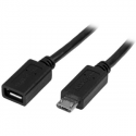 StarTech.com 0.5m 20in Micro-USB Extension Cable - M / F - Micro USB Male to Micro USB Female Cable (USBUBEXT50CM) - USB extension cable - Micro-USB Type B (M) to Micro-USB Type B (F) - USB 2.0 - 50 cm - black
