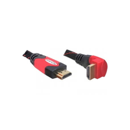 Delock High Speed HDMI with Ethernet - HDMI cable with Ethernet - HDMI male to HDMI male - 5 m - angled connector - 0