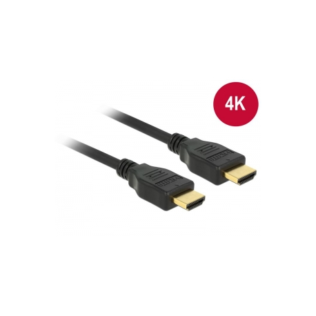 Delock - HDMI cable with Ethernet - HDMI male to HDMI male - 1 m - triple shielded twisted pair - black - 4K support - 0