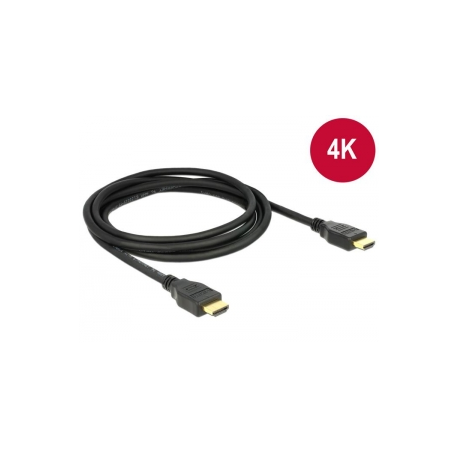 Delock - HDMI cable with Ethernet - HDMI male to HDMI male - 2 m - triple shielded twisted pair - black - 4K support - 1