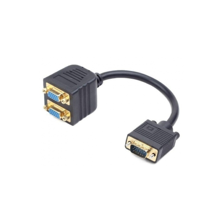 Cablexpert - VGA splitter - HD-15 (VGA) (F) to HD-15 (VGA) (M) - 20 cm - thumbscrews - black - 2