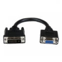 StarTech.com 8in DVI to VGA Cable Adapter - DVI-I Male to VGA Female Dongle Adapter (DVIVGAMF8IN) - VGA adapter - DVI-I (M) to HD-15 (VGA) (F) - 20 cm - thumbscrews - black