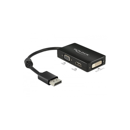 DeLOCK - Video converter - DisplayPort - DVI, HDMI, VGA - black - 0