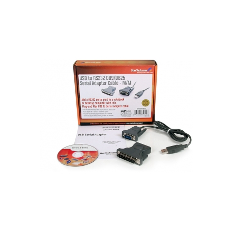 StarTech.com USB to Serial Adapter - 3 ft  /  1m - with DB9 to DB25 Pin Adapter - Prolific PL-2303 - USB to RS232 Adapter Cable (ICUSB232DB25) - Serial adapter - USB 2.0 - grey - 6