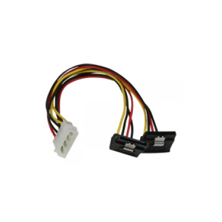 StarTech.com 12in LP4 to 2x Right Angle Latching SATA Power Y Cable Splitter - 4 Pin LP4 to Dual 90 Degree Latching SATA Y Splitter - Power adapter - 4 PIN internal power (M) to SATA power (F) - 30 cm - latched, right-angled connector - for P / N: HSB13SATSASB, HSB1SATSASBA, HSB1SATSASVA, HSB43SATSASB, HSB4SATSASBA, S32M2NGFFPEX - 0