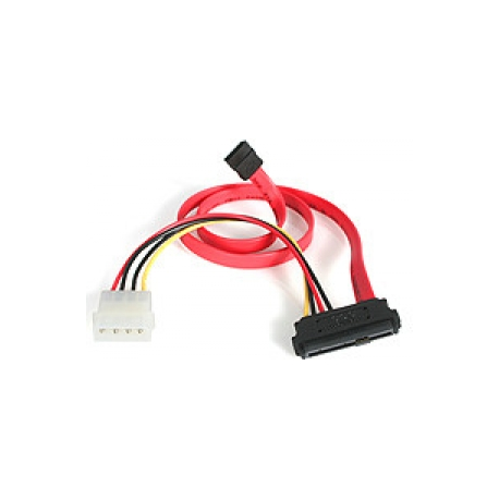 StarTech.com 18in SAS 29 Pin to SATA Cable with LP4 Power - 18in SAS 29 pin to SATA Cable - 18in SFF 8482 to SATA (SAS729PW18) - SATA  /  SAS cable - 4 PIN internal power, 29 pin internal SAS (SFF-8482) to SATA (R) - 46 cm - red - for P / N: DRW150SASBK - 7
