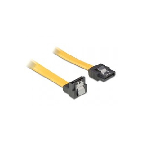 DeLOCK - SATA cable - Serial ATA 150 / 300 - SATA (F) to SATA (F) - 10 cm - down-angled connector, latched, straight connector - yellow - 0