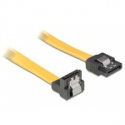 DeLOCK - SATA cable - Serial ATA 150 / 300 - SATA (F) to SATA (F) - 10 cm - down-angled connector, latched, straight connector - yellow