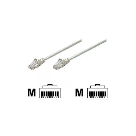 Intellinet Network Patch Cable, Cat5e, 1m, Grey, CCA, U / UTP, PVC, RJ45, Gold Plated Contacts, Snagless, Booted, Lifetime Warranty, Polybag - Patch cable - RJ-45 (M) to RJ-45 (M) - 1 m - UTP - CAT 5e - molded, snagless - grey - 0