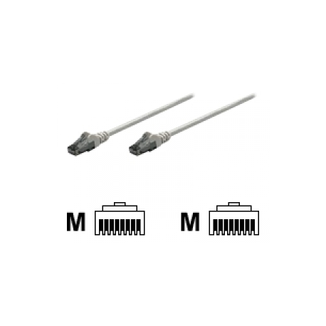 Intellinet Network Patch Cable, Cat6, 5m, Grey, CCA, U / UTP, PVC, RJ45, Gold Plated Contacts, Snagless, Booted, Lifetime Warranty, Polybag - Patch cable - RJ-45 (M) to RJ-45 (M) - 5 m - UTP - CAT 6 - molded, snagless - grey - 0