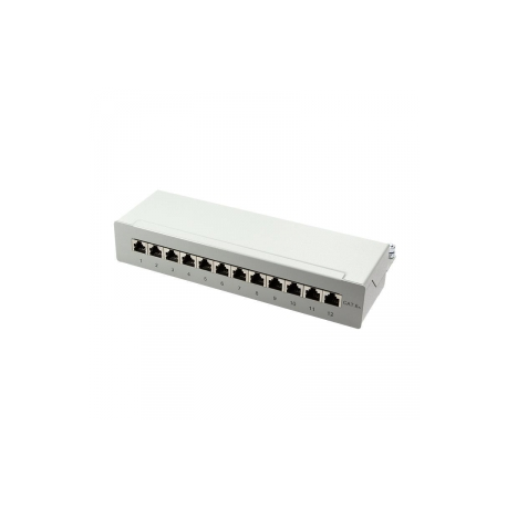 LogiLink Patch Panel Desktop - Patch panel - wall mountable - CAT 6a - STP - RJ-45 X 12 - light grey, RAL 7035 - 0