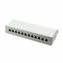 LogiLink Patch Panel Desktop - Patch panel - wall mountable - CAT 6a - STP - RJ-45 X 12 - light grey, RAL 7035