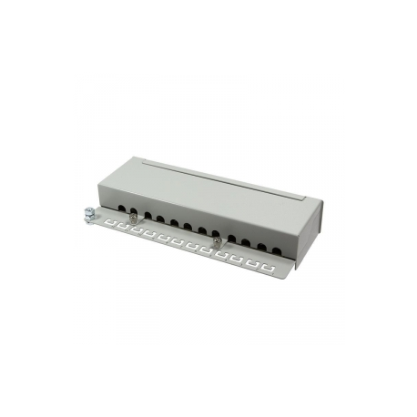 LogiLink Patch Panel Desktop - Patch panel - wall mountable - CAT 6a - STP - RJ-45 X 12 - light grey, RAL 7035 - 1