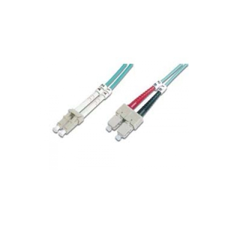 DIGITUS - Patch cable - LC multi-mode (M) to SC multi-mode (M) - 2 m - fibre optic - 50  /  125 micron - OM3 - booted, halogen-free - aqua - 0